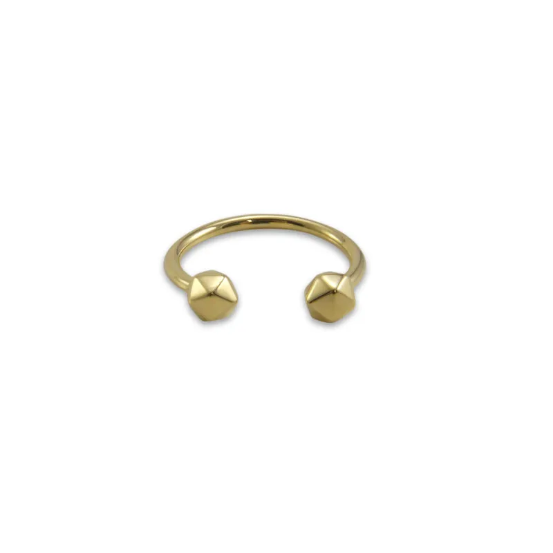 3D Hexagon Gold Silver Ring