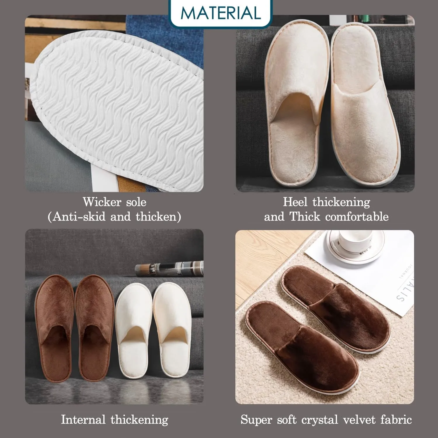 6-10 Pairs Spa Slippers, Non Slip Disposable Slippers For Guest, Washable Reusable, Which Can Be Used As Women Men, House, Indoor, Bathroom, Bedroom, Hotel, Bride Slippers