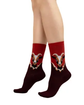 Bleu Foret Goat Pattern Cotton Socks