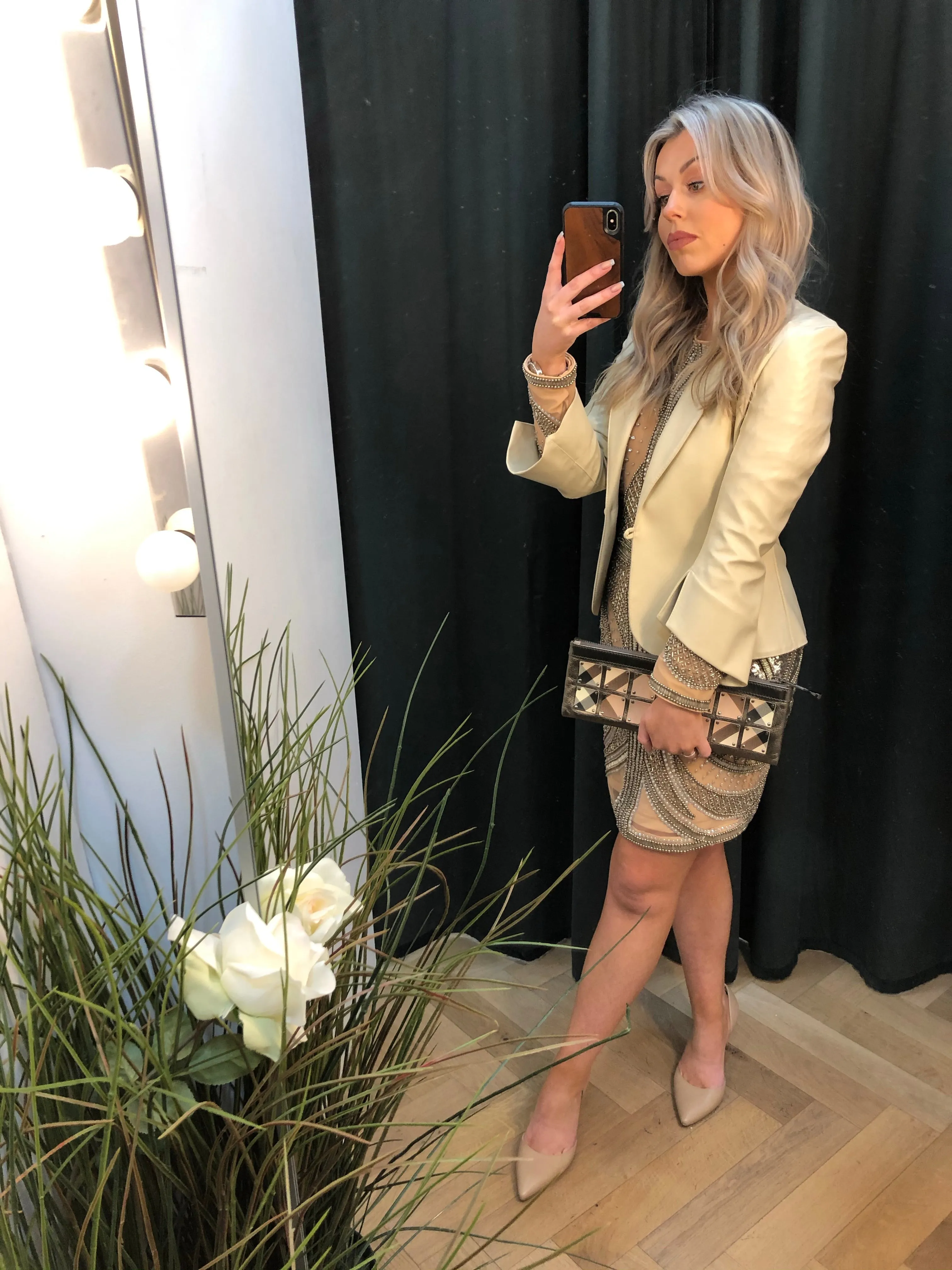 Burberry Metallic Silver & Classic Nova Check Long Clutch - As seen on Instagram 21/03/21