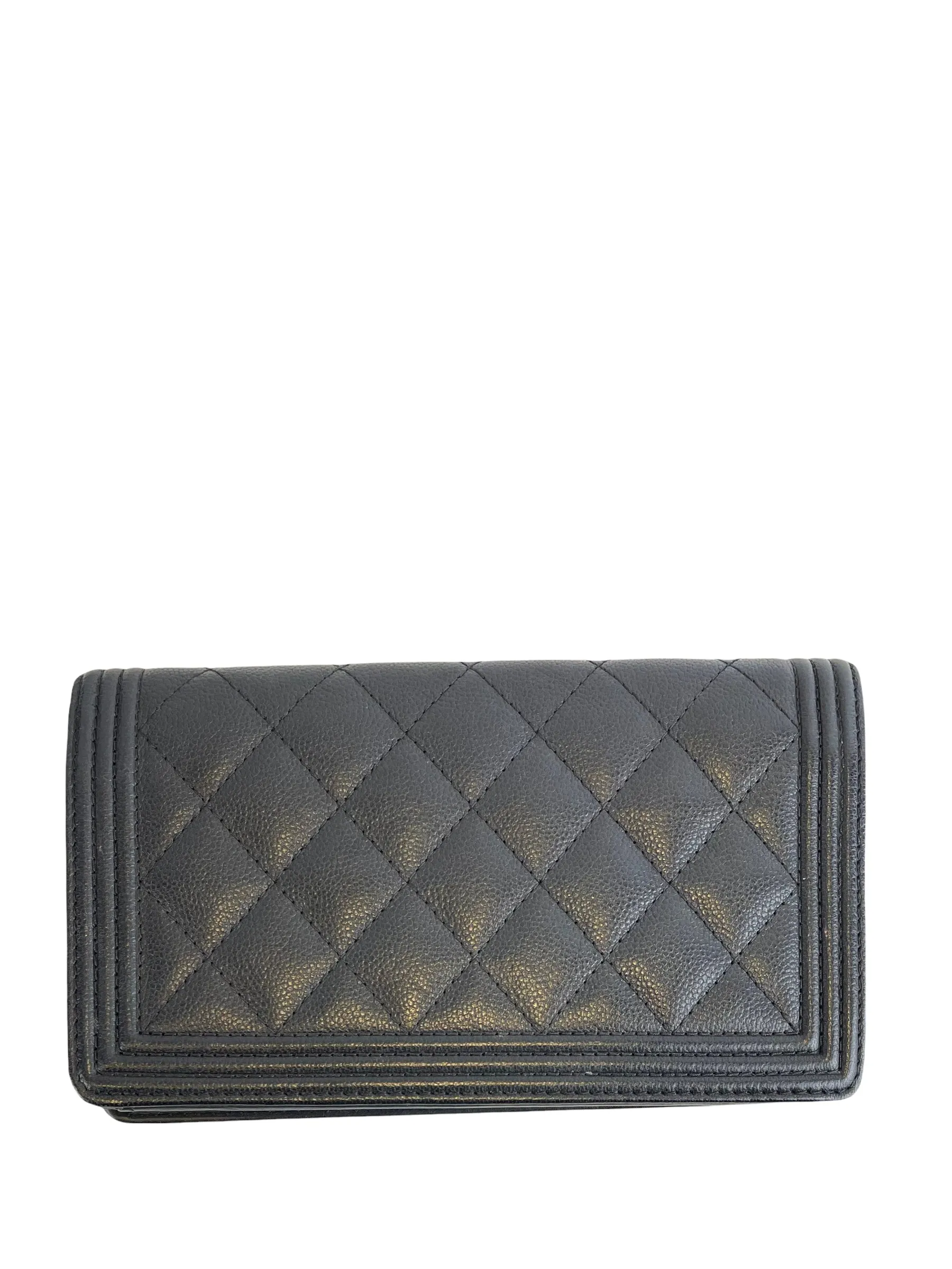 Chanel Black Caviar Leather "Boy" Wallet