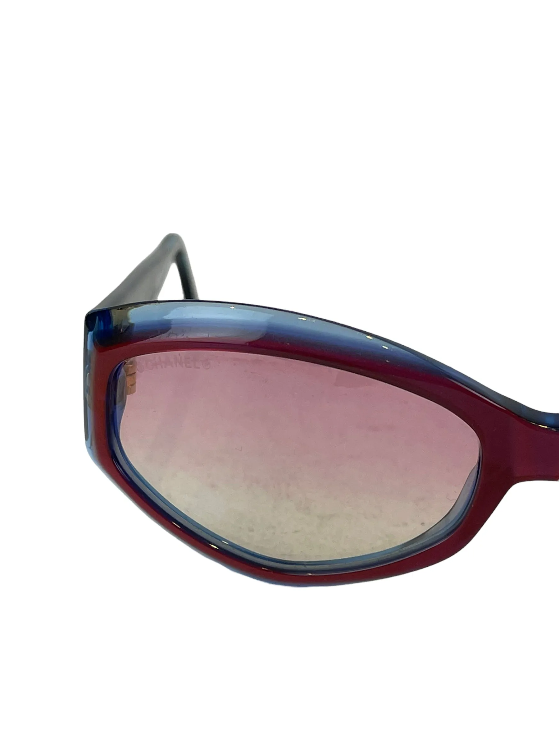 Chanel Burgundy & Blue Sunglasses