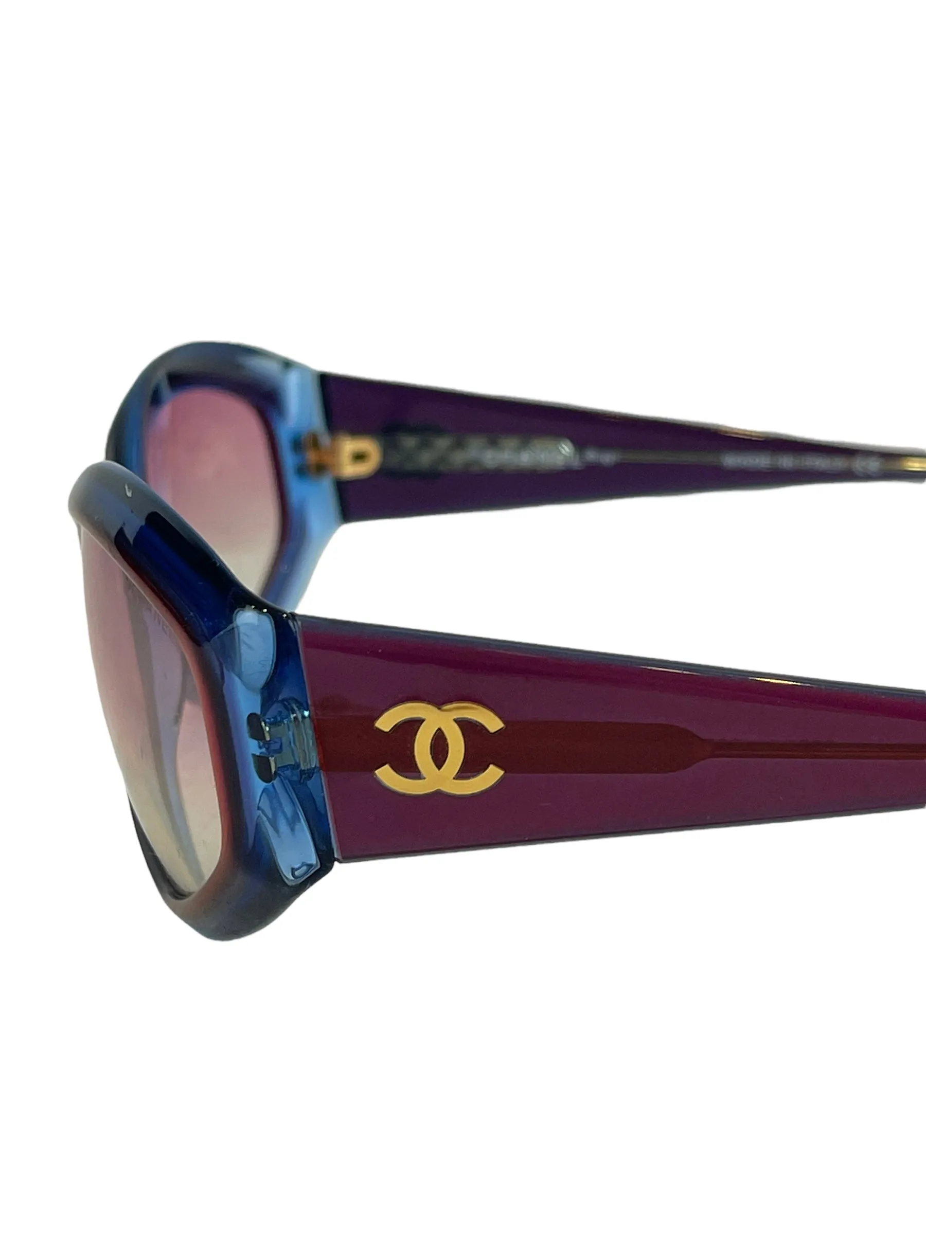 Chanel Burgundy & Blue Sunglasses