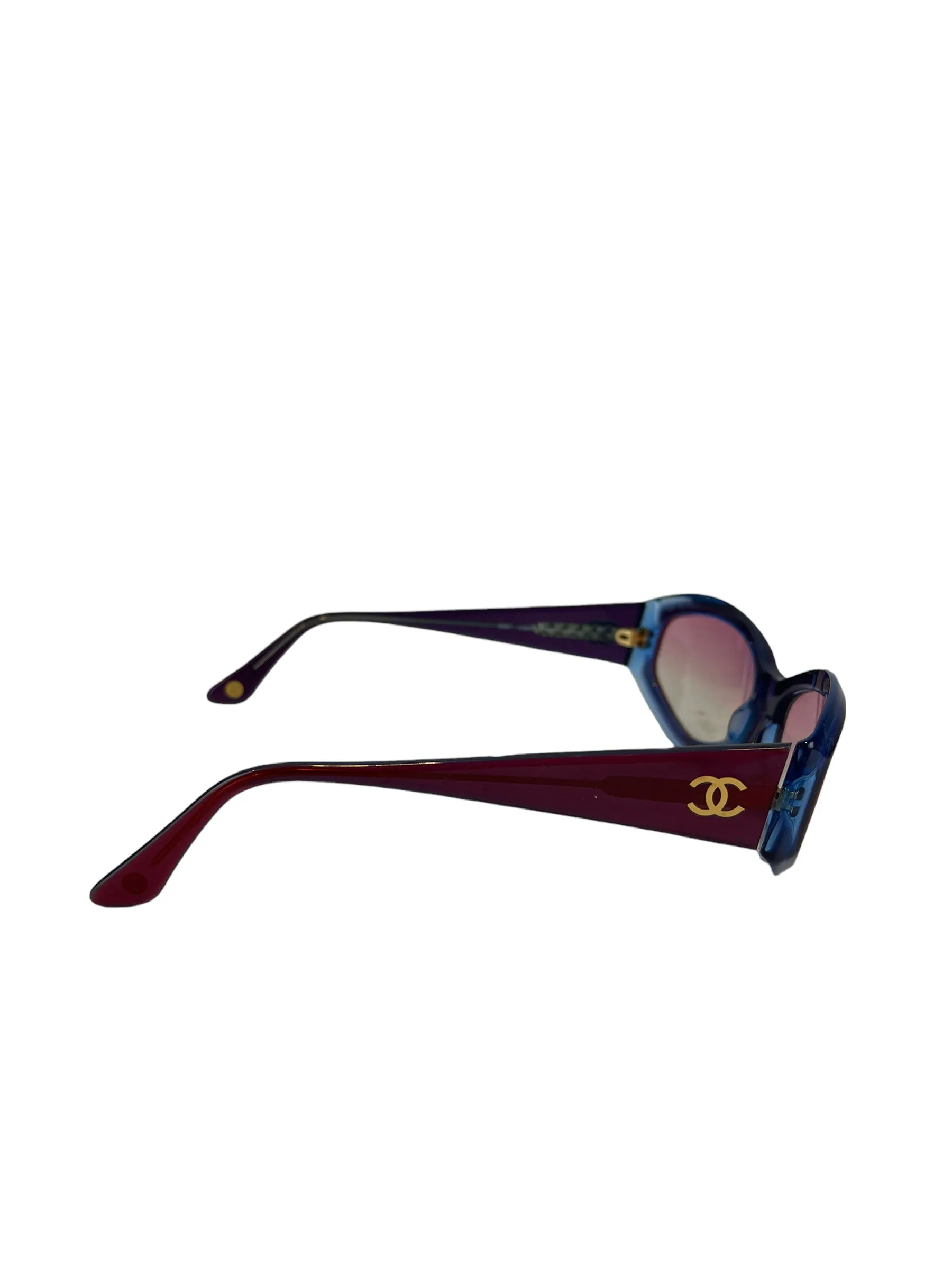 Chanel Burgundy & Blue Sunglasses