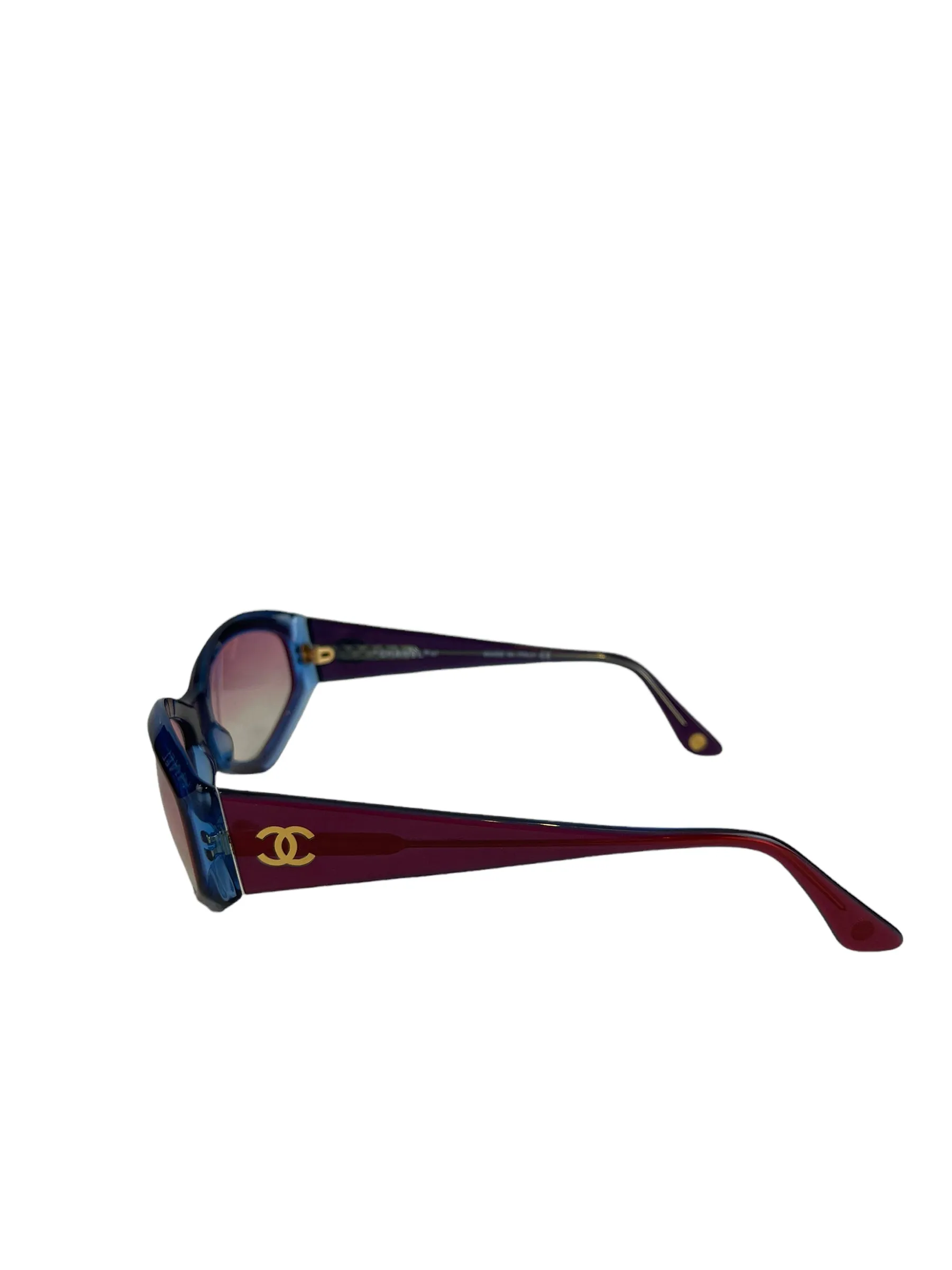 Chanel Burgundy & Blue Sunglasses