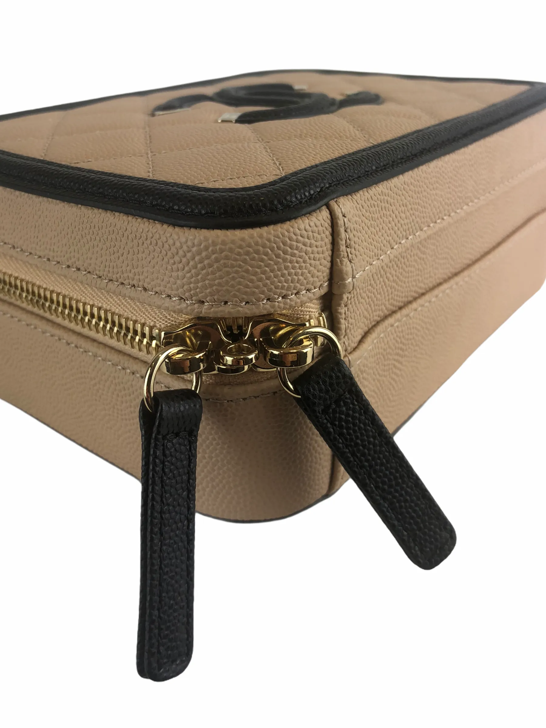 Chanel Cream & Black Caviar Leather CC Filigree Vanity Crossbody - As seen on Instagram 07/03/21