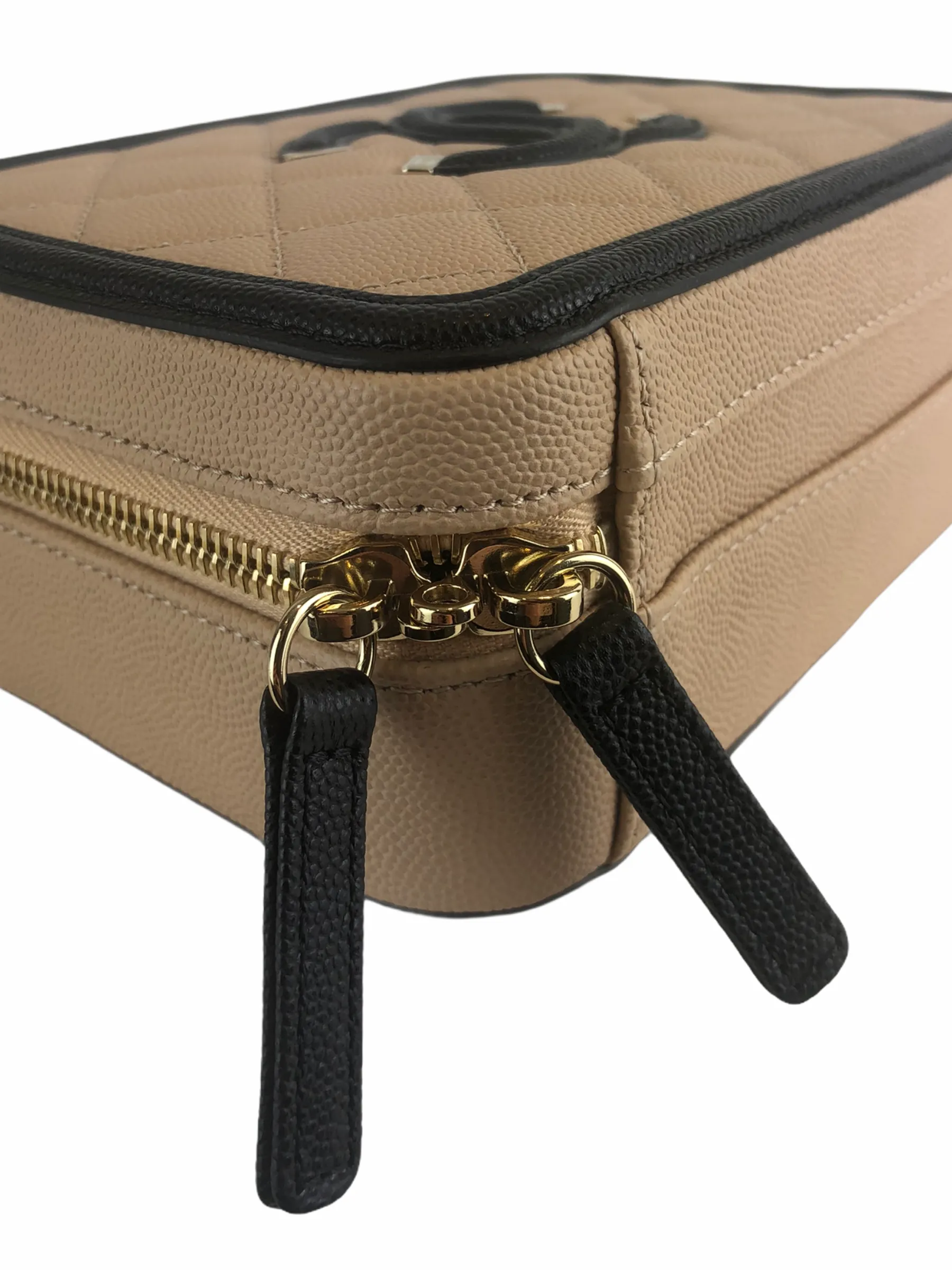Chanel Cream & Black Caviar Leather CC Filigree Vanity Crossbody - As seen on Instagram 07/03/21