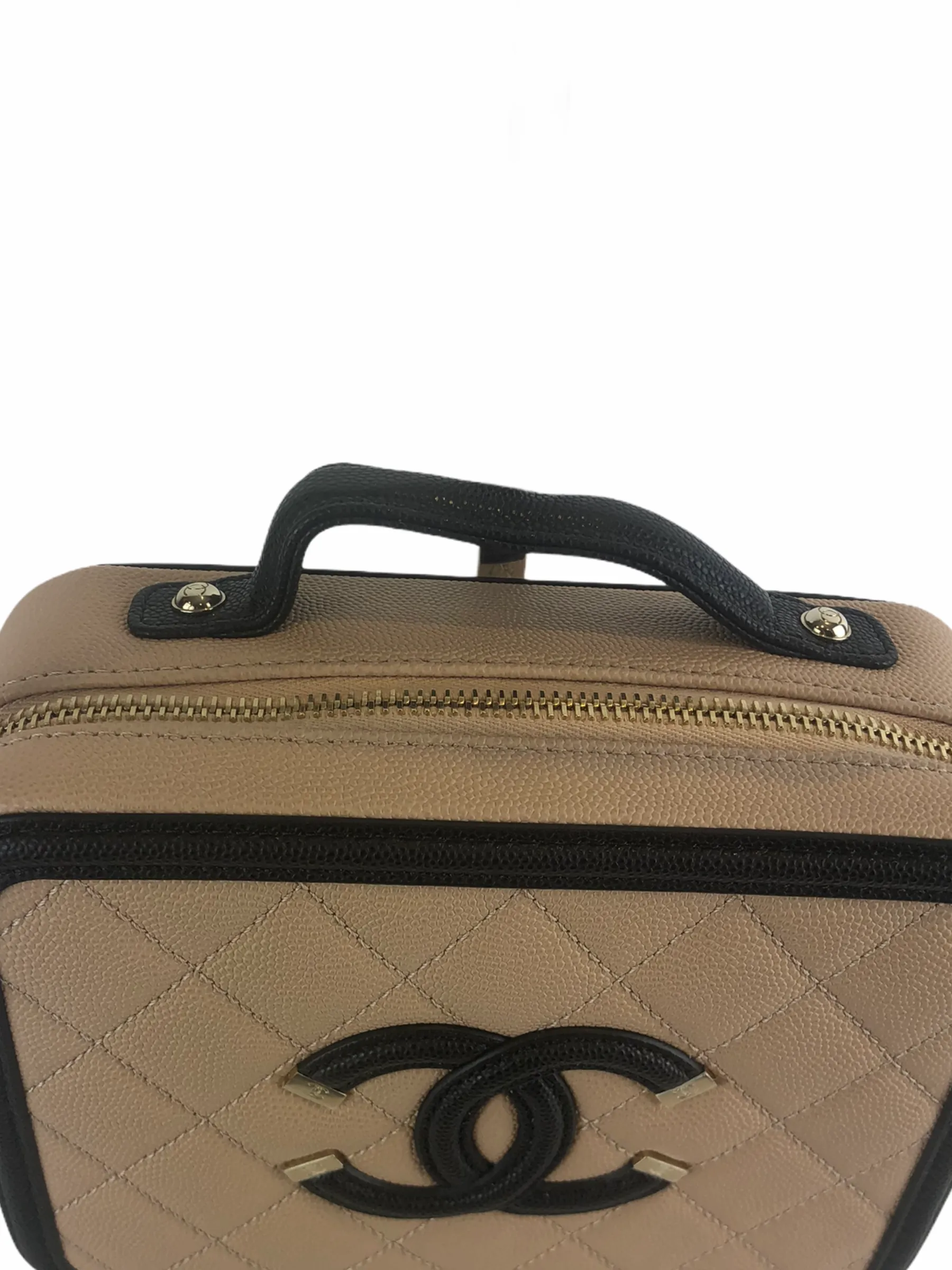 Chanel Cream & Black Caviar Leather CC Filigree Vanity Crossbody - As seen on Instagram 07/03/21