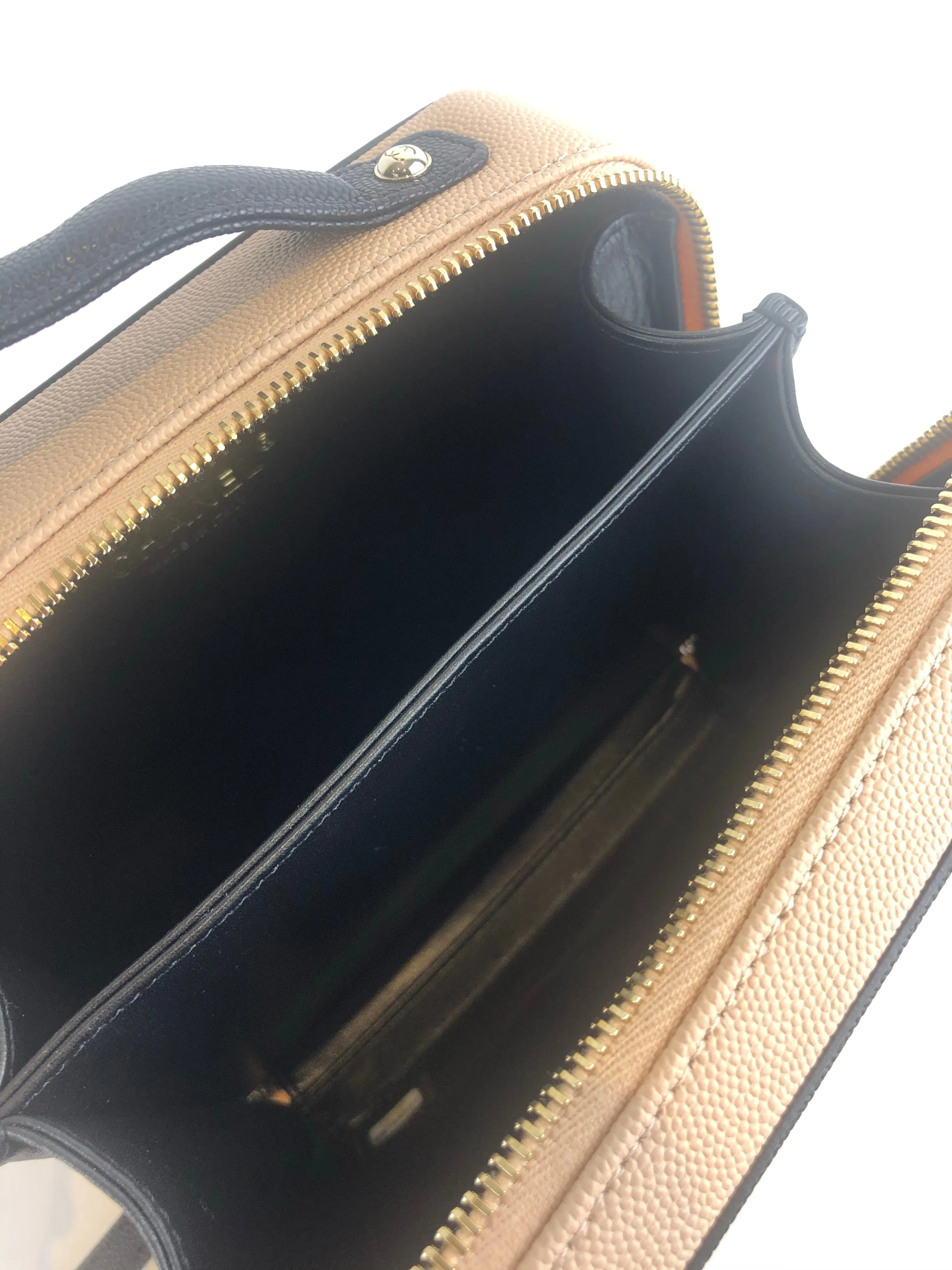 Chanel Cream & Black Caviar Leather CC Filigree Vanity Crossbody - As seen on Instagram 07/03/21