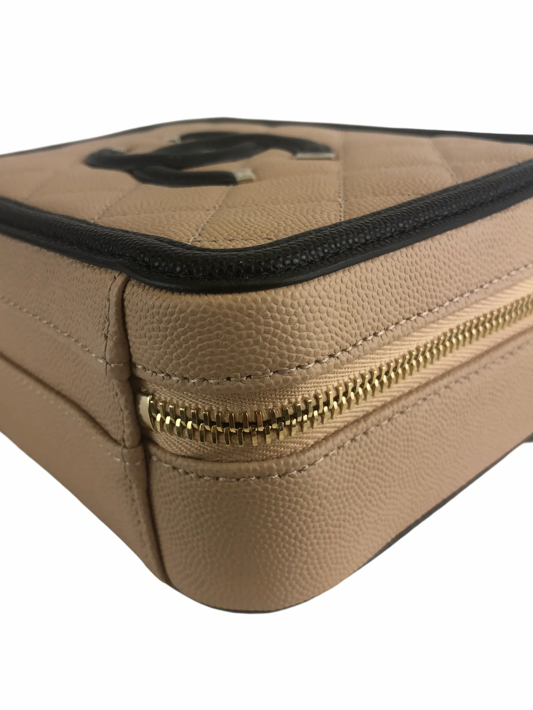 Chanel Cream & Black Caviar Leather CC Filigree Vanity Crossbody - As seen on Instagram 07/03/21