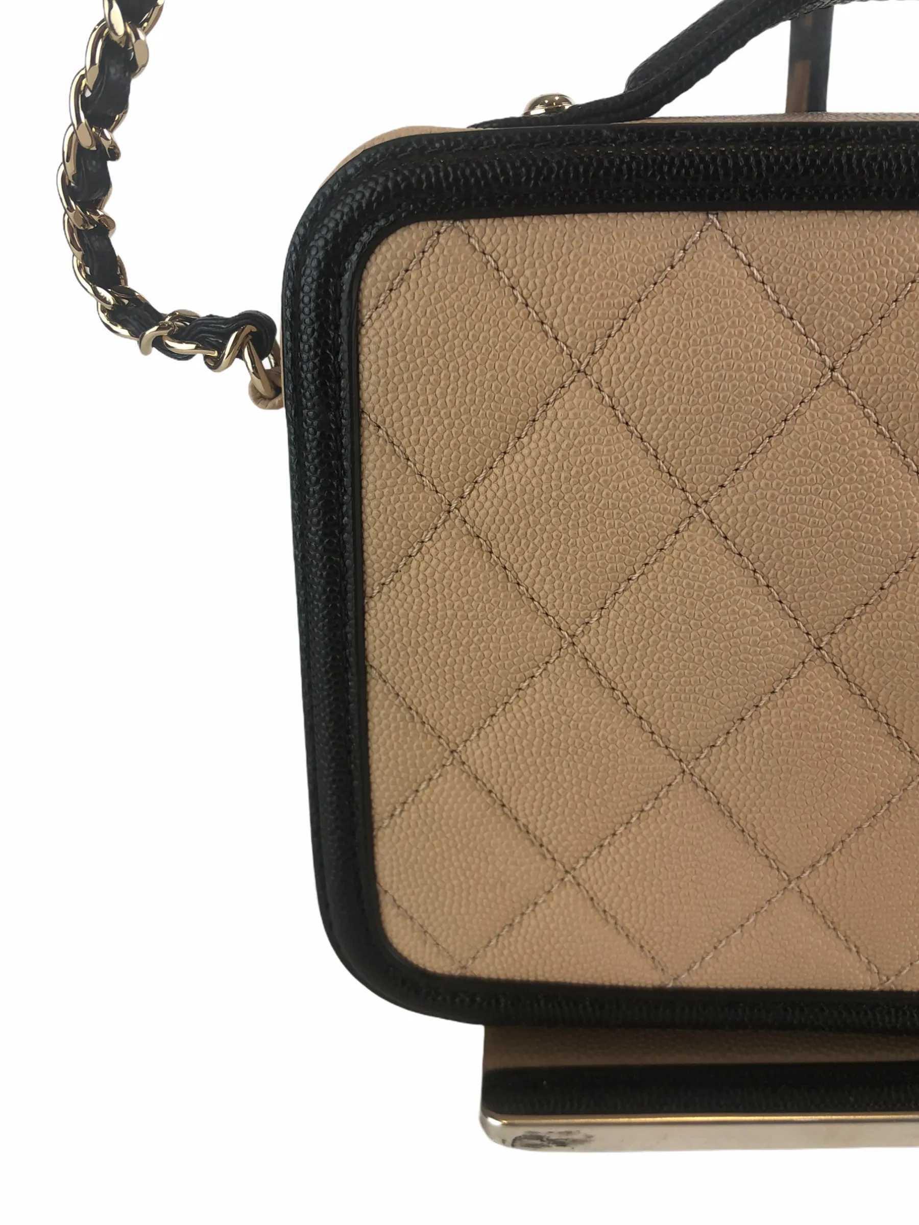 Chanel Cream & Black Caviar Leather CC Filigree Vanity Crossbody - As seen on Instagram 07/03/21