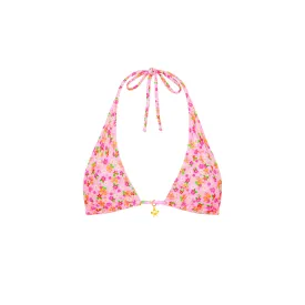 Classic Tie Halter Bikini Top - Frangipani Fever