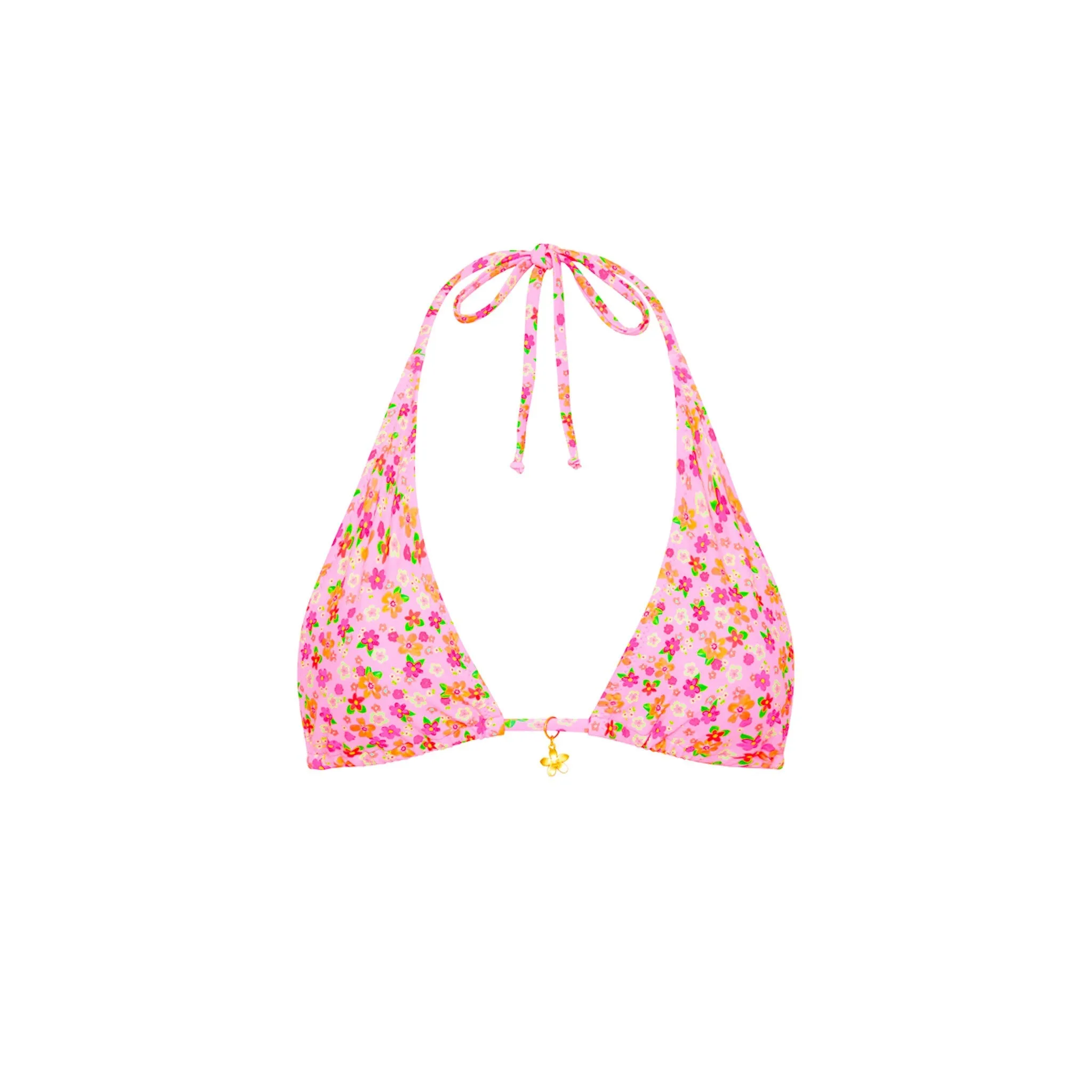 Classic Tie Halter Bikini Top - Frangipani Fever