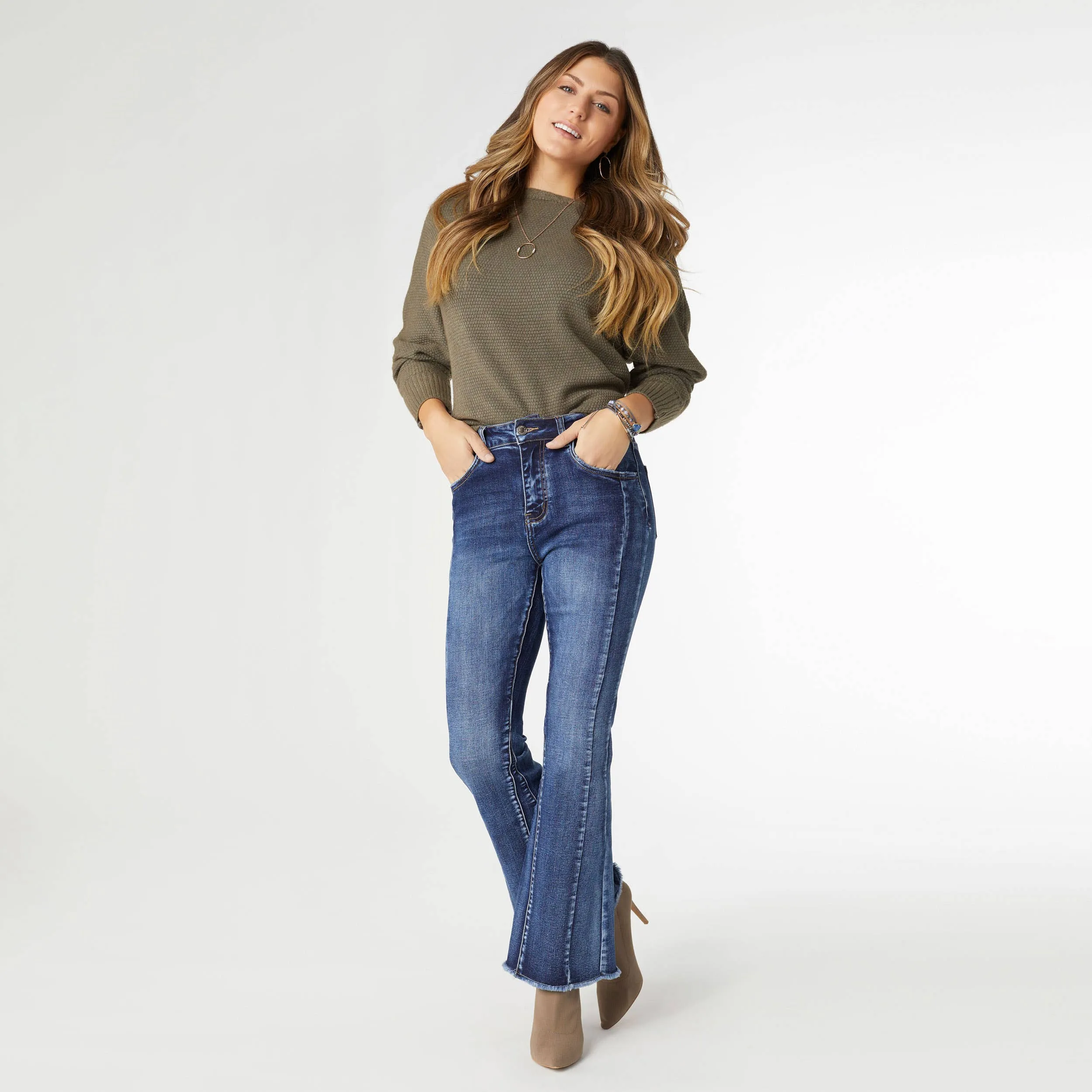 EverStretch Flare with Inset Seam - Dark Denim