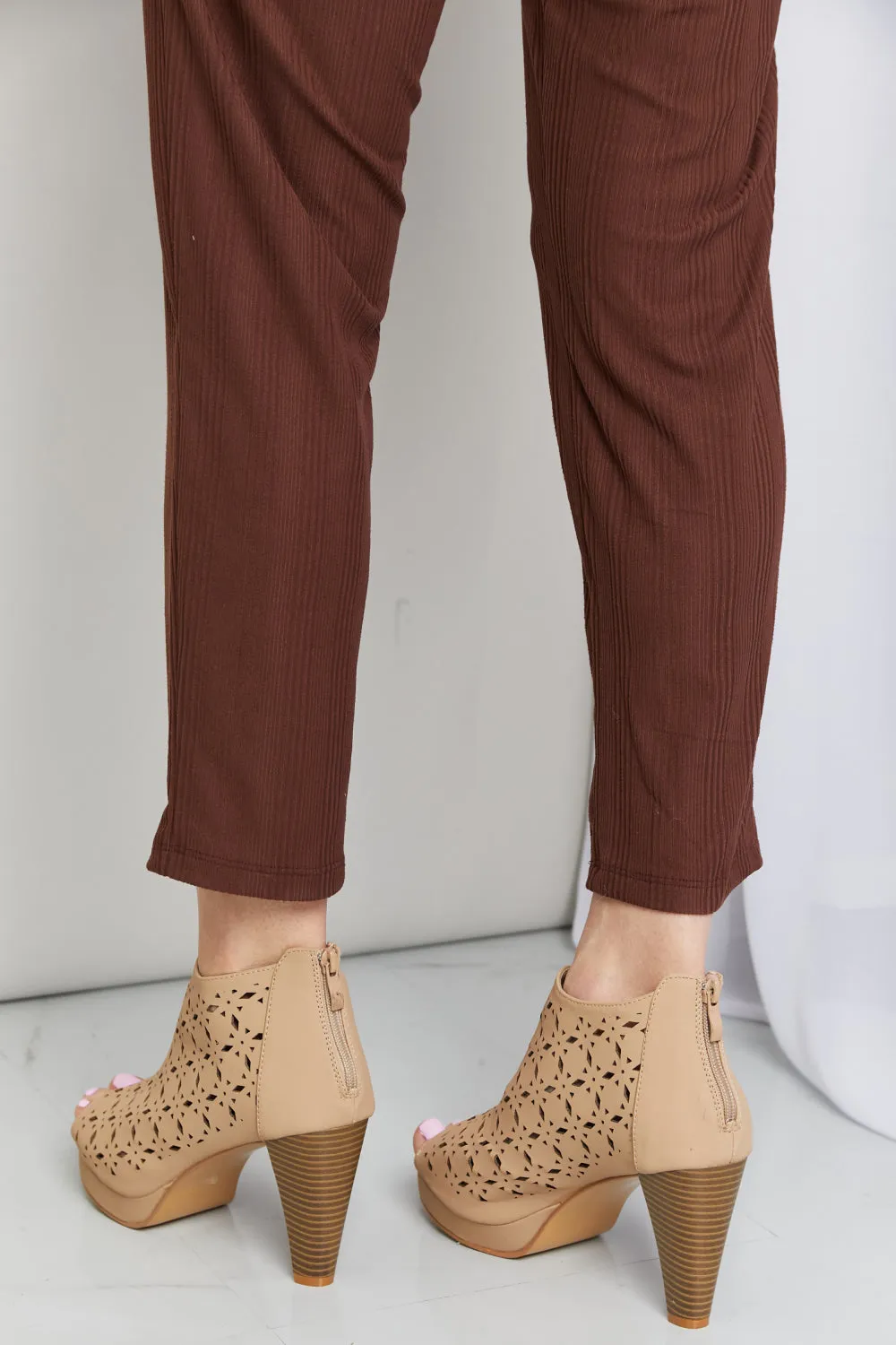 Forever Link Peep Toe Ankle Boots in Taupe