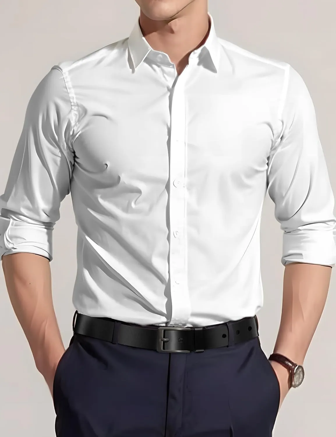 Mens Black Dress Belt,Genuine Casual Leather Belts for Men 1.5" Width