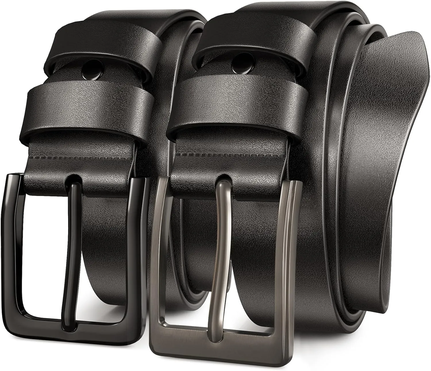 Mens Black Dress Belt,Genuine Casual Leather Belts for Men 1.5" Width