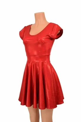 Red Sparkly Jewel Cap Sleeve Skater Dress