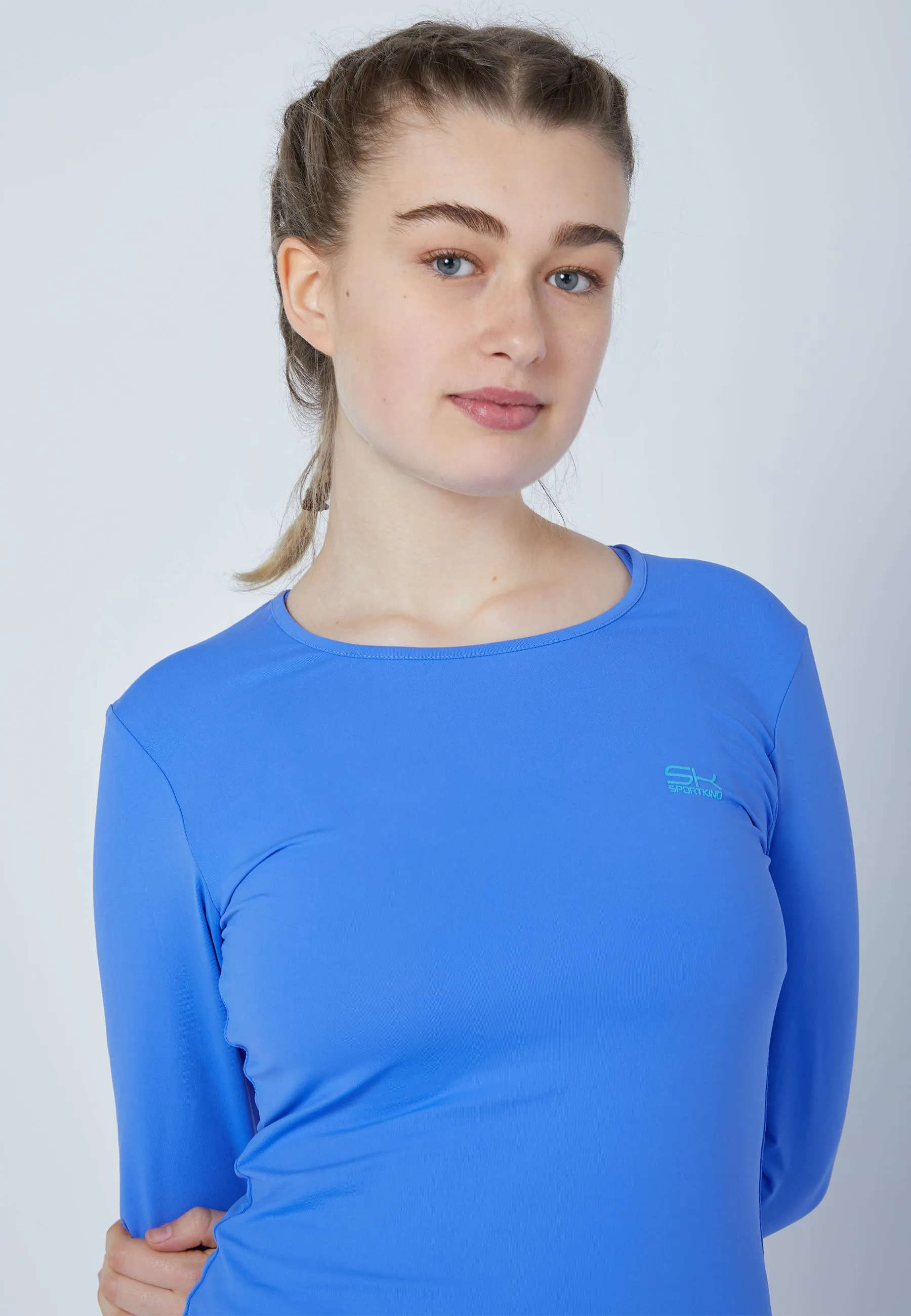 Women Tennis Longsleeve Shirt, cornflower blue