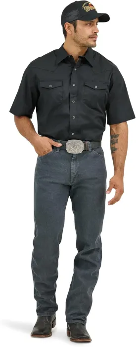 Wrangler Men's Sport Western Basic Two Pocket Short Sleeve Snap Shirt