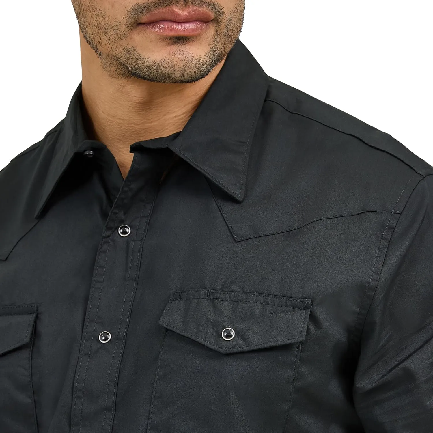 Wrangler Men's Sport Western Basic Two Pocket Short Sleeve Snap Shirt